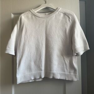 Abercrombie & Fitch White Short-Sleeve Crew Knit Sweater